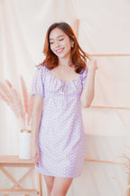 Snowflake Wishing Puffy Sleeves Dress in Purple