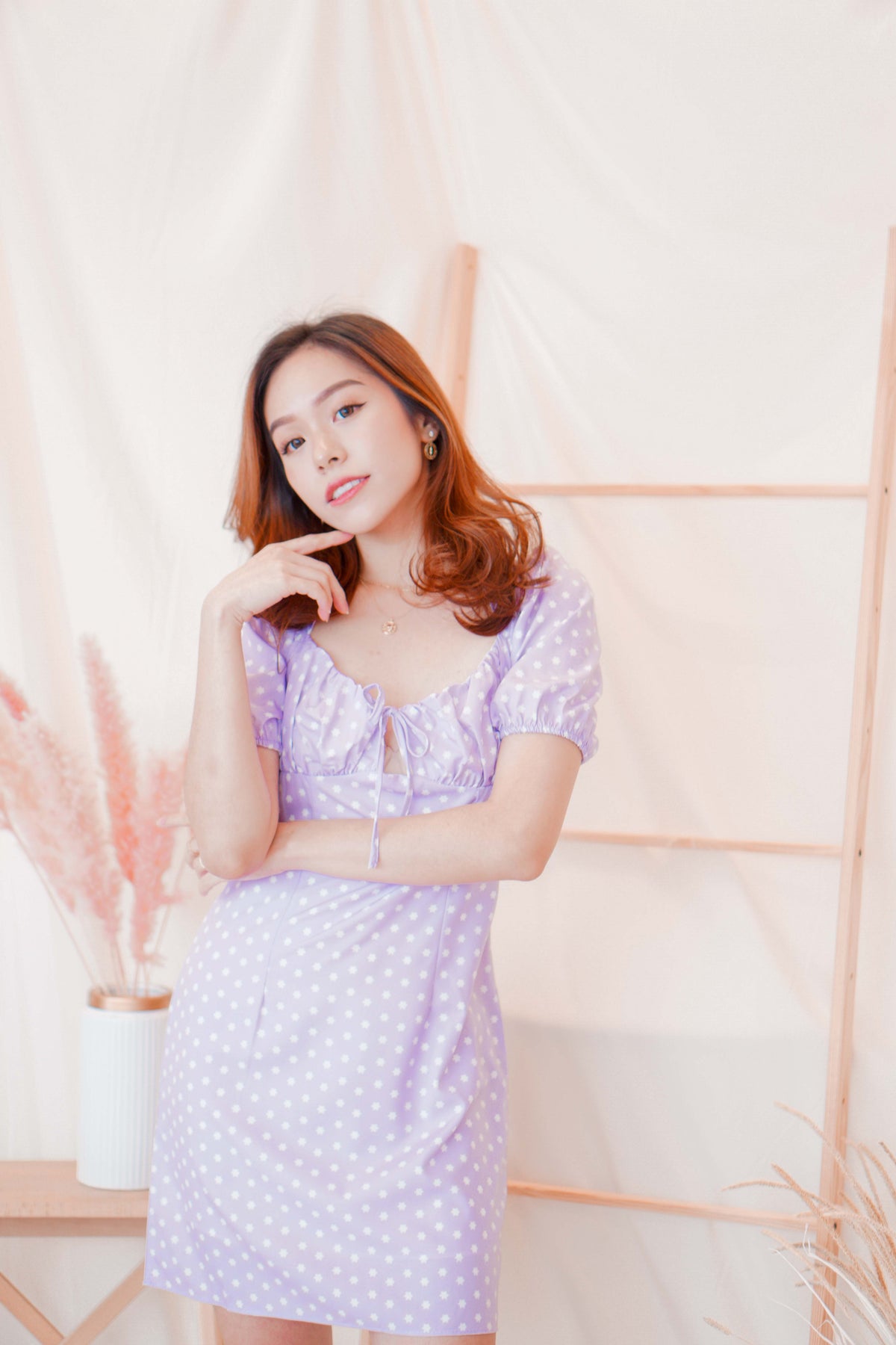 Snowflake Wishing Puffy Sleeves Dress in Purple