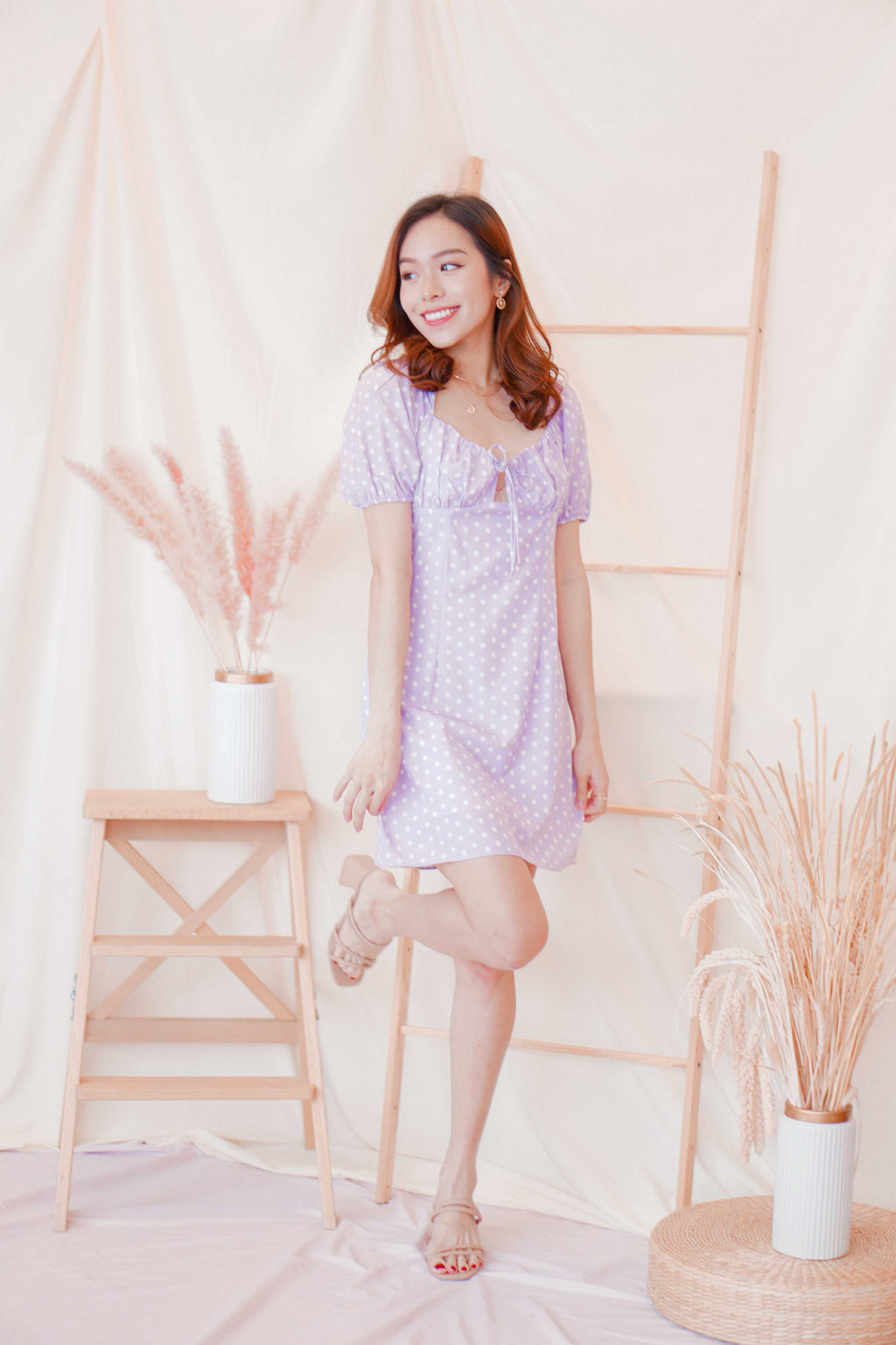 Snowflake Wishing Puffy Sleeves Dress in Purple
