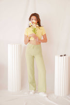 Honeydew Checkered Pants in Green