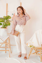 Kiv Button Down Top in Khaki