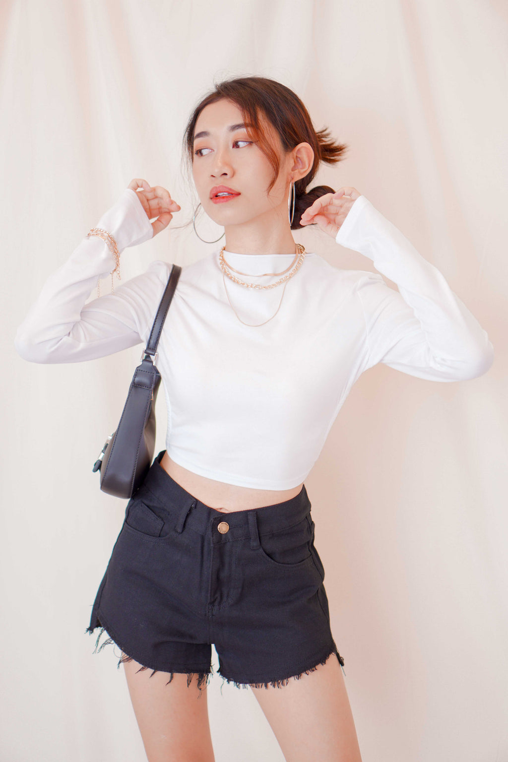 Phone Me Denim Shorts in Black