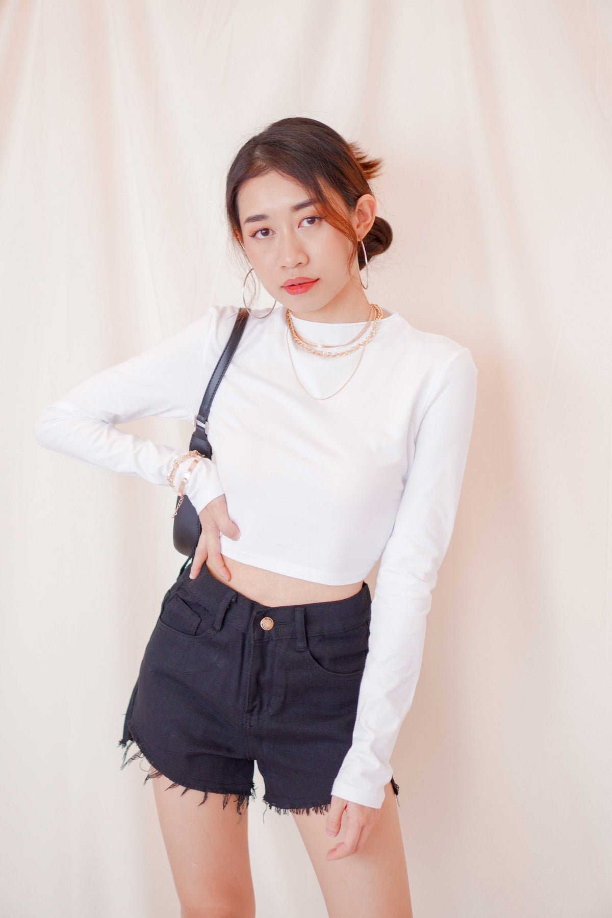 Phone Me Denim Shorts in Black