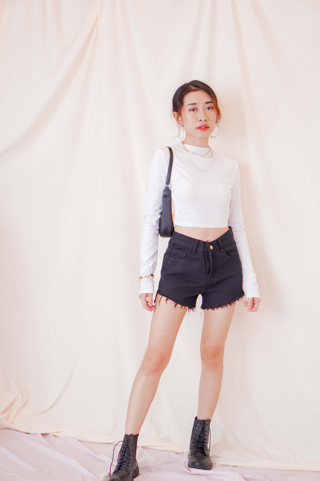 Phone Me Denim Shorts in Black