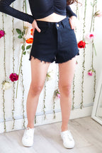 Phone Me Denim Shorts in Black