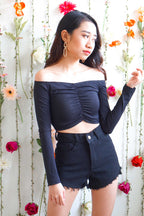 Phone Me Denim Shorts in Black