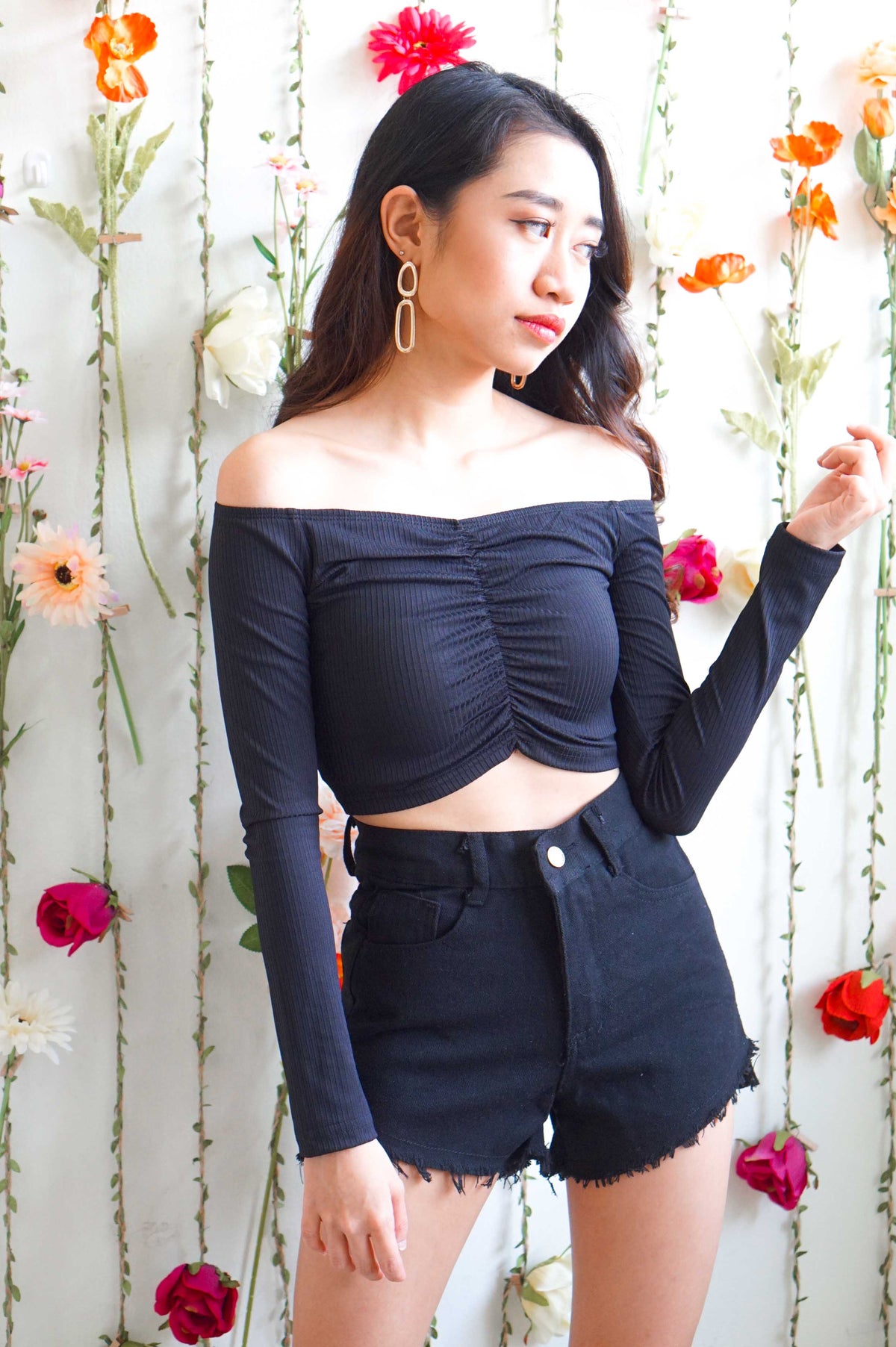 Phone Me Denim Shorts in Black