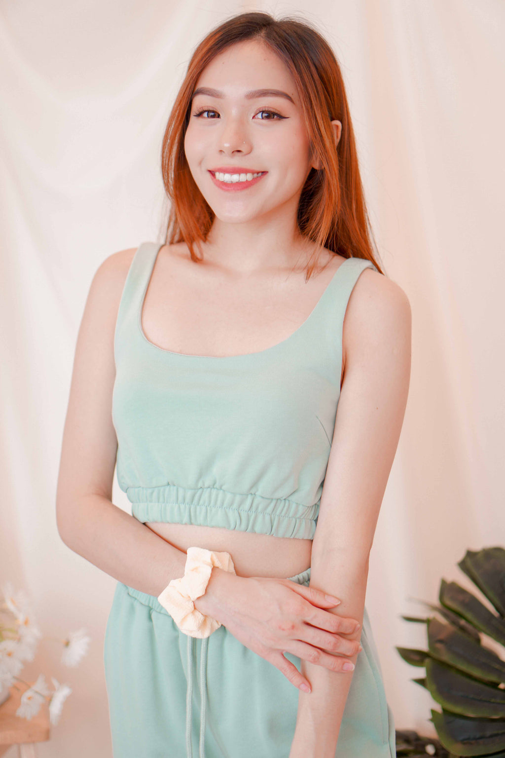 Calm Palms Crop Top in Mint Green
