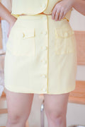 Modern Woman Button Skirt in Yellow