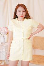 Modern Woman Button Skirt in Yellow