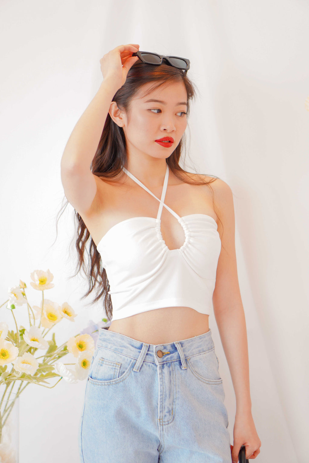 Rodrigo Cross Front Crop Top in White