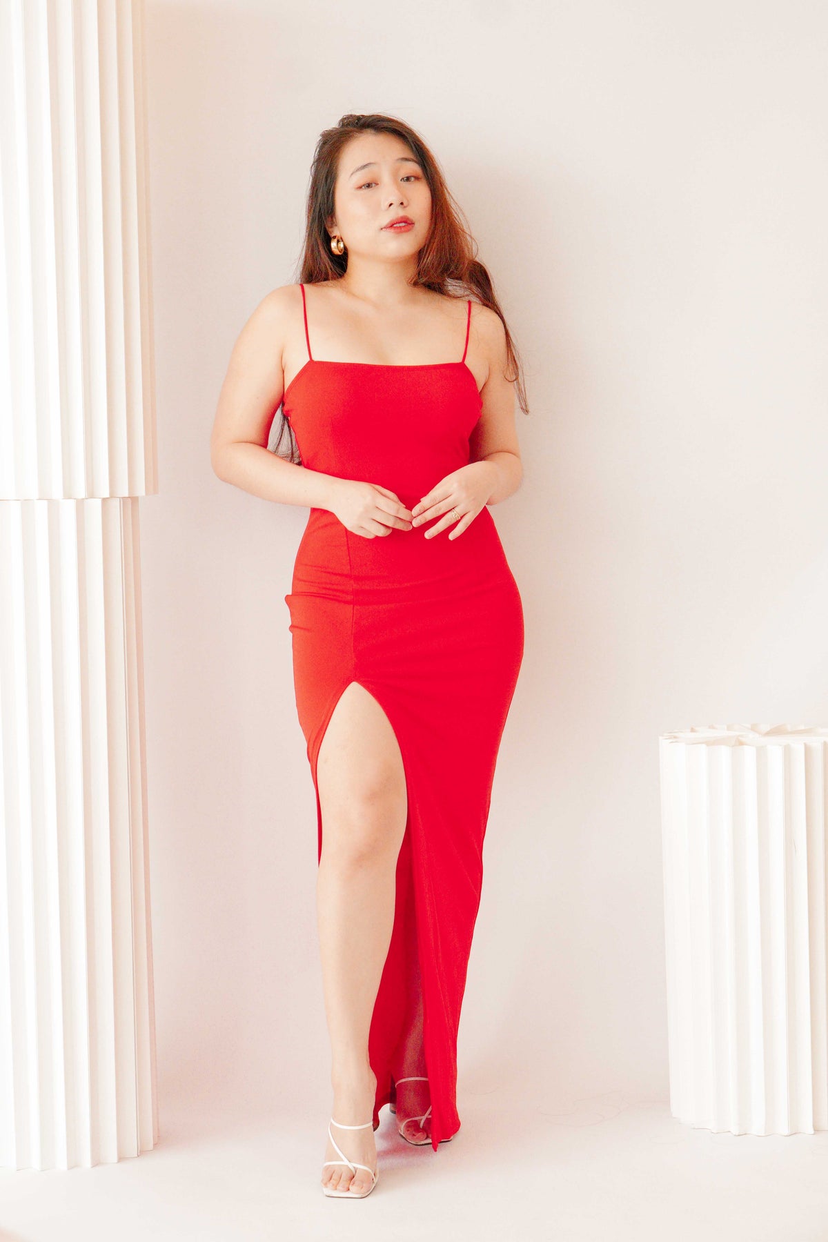 SLAY Maxi Dress with Slit in Red