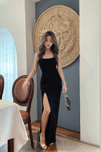 SLAY Maxi Dress with Slit in Black