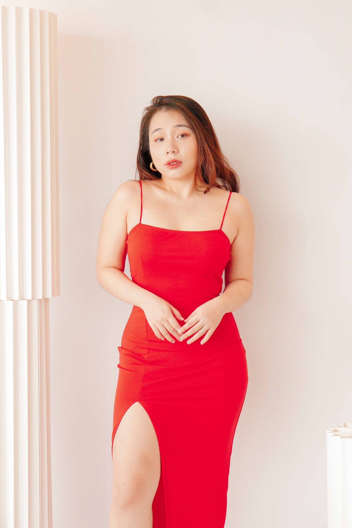 SLAY Maxi Dress with Slit in Red