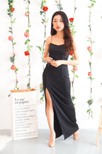 SLAY Maxi Dress with Slit in Black