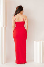 SLAY Maxi Dress with Slit in Red