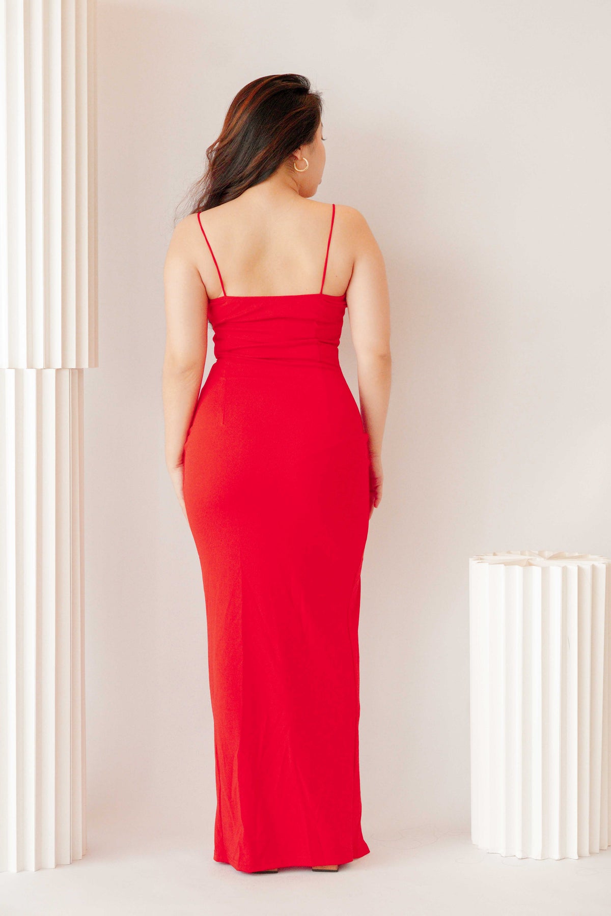 SLAY Maxi Dress with Slit in Red