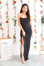 SLAY Maxi Dress with Slit in Black