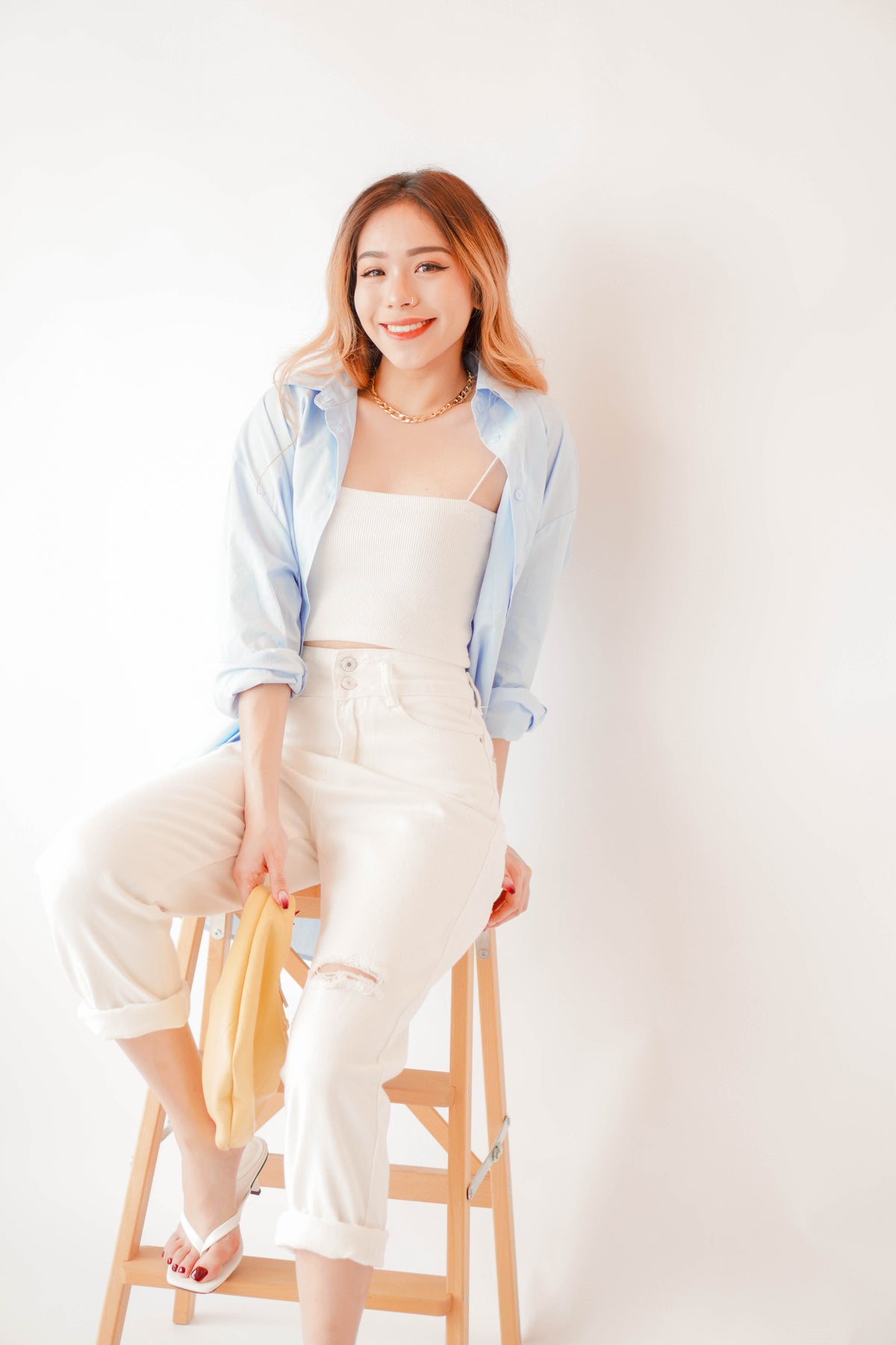 (BACKORDER) Capri Button Down Top in Light Blue