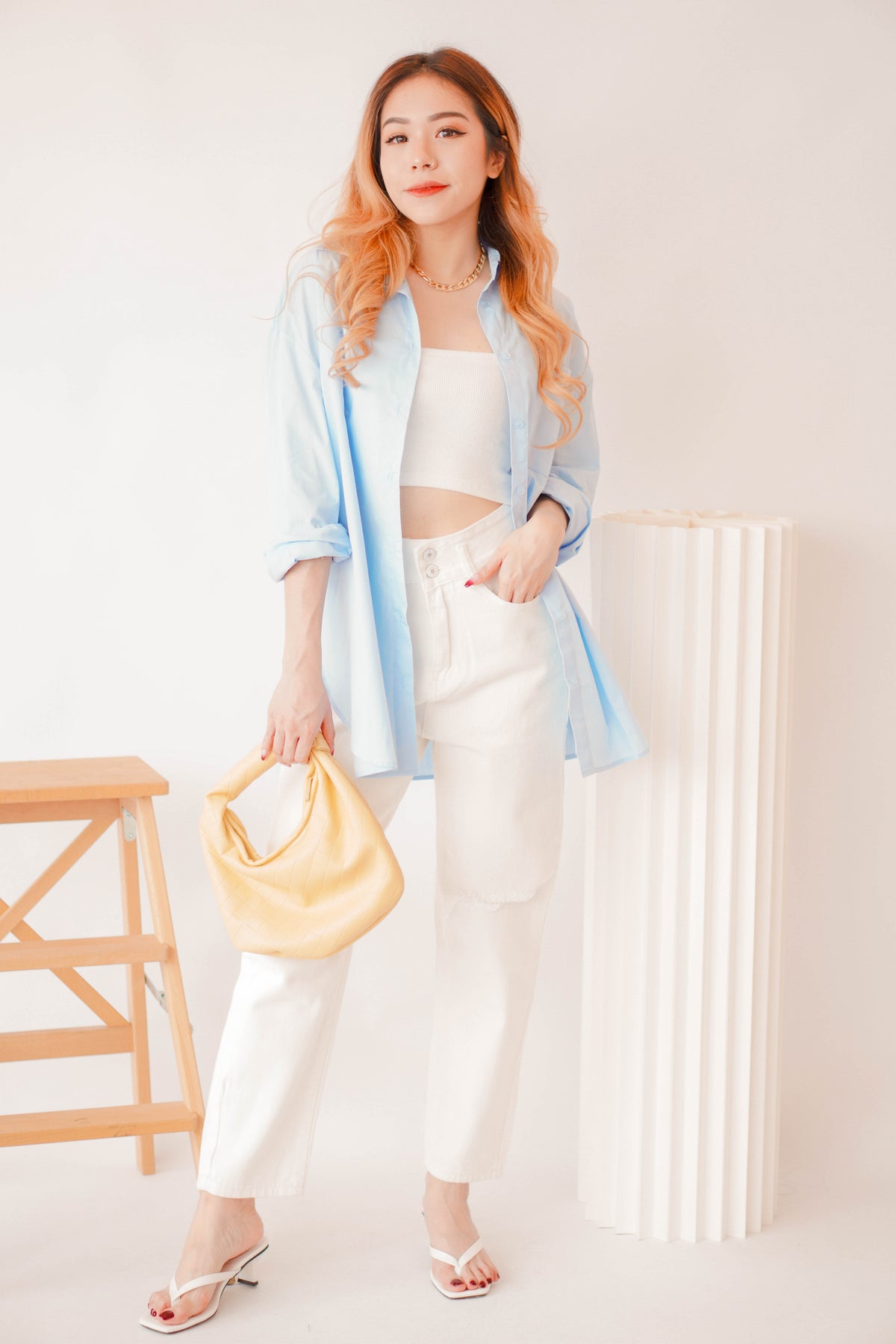 (BACKORDER) Capri Button Down Top in Light Blue