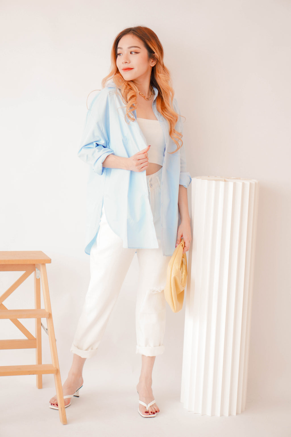 (BACKORDER) Capri Button Down Top in Light Blue