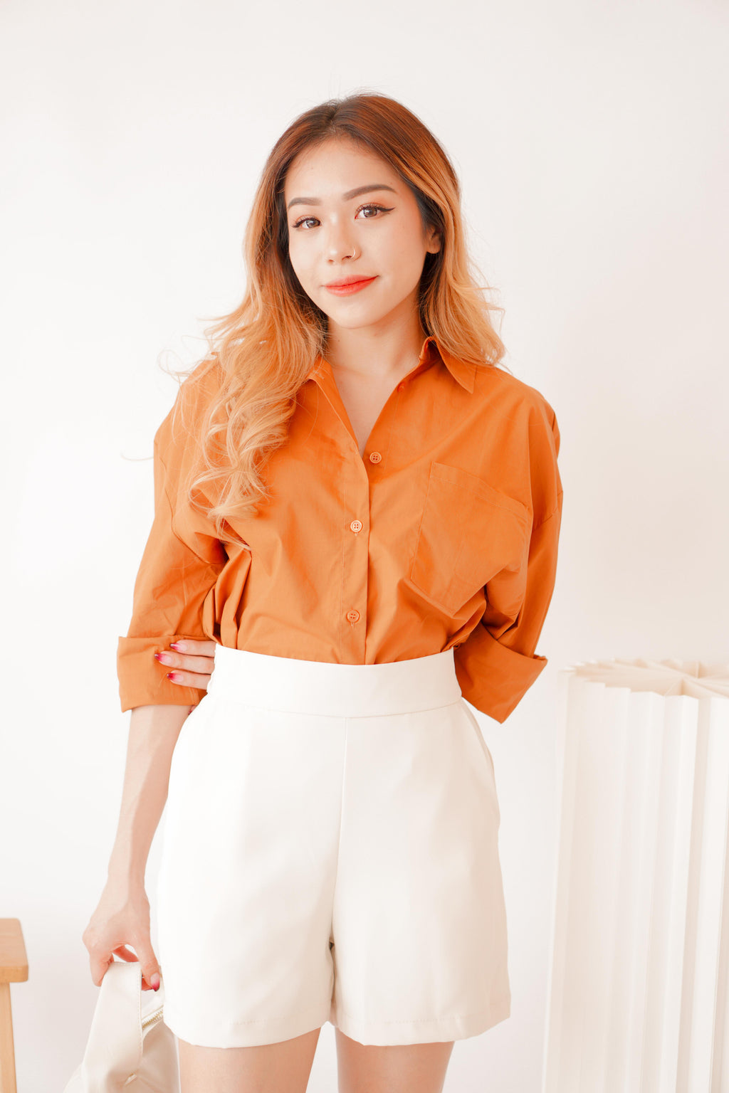 Capri Button Down Top in Brown