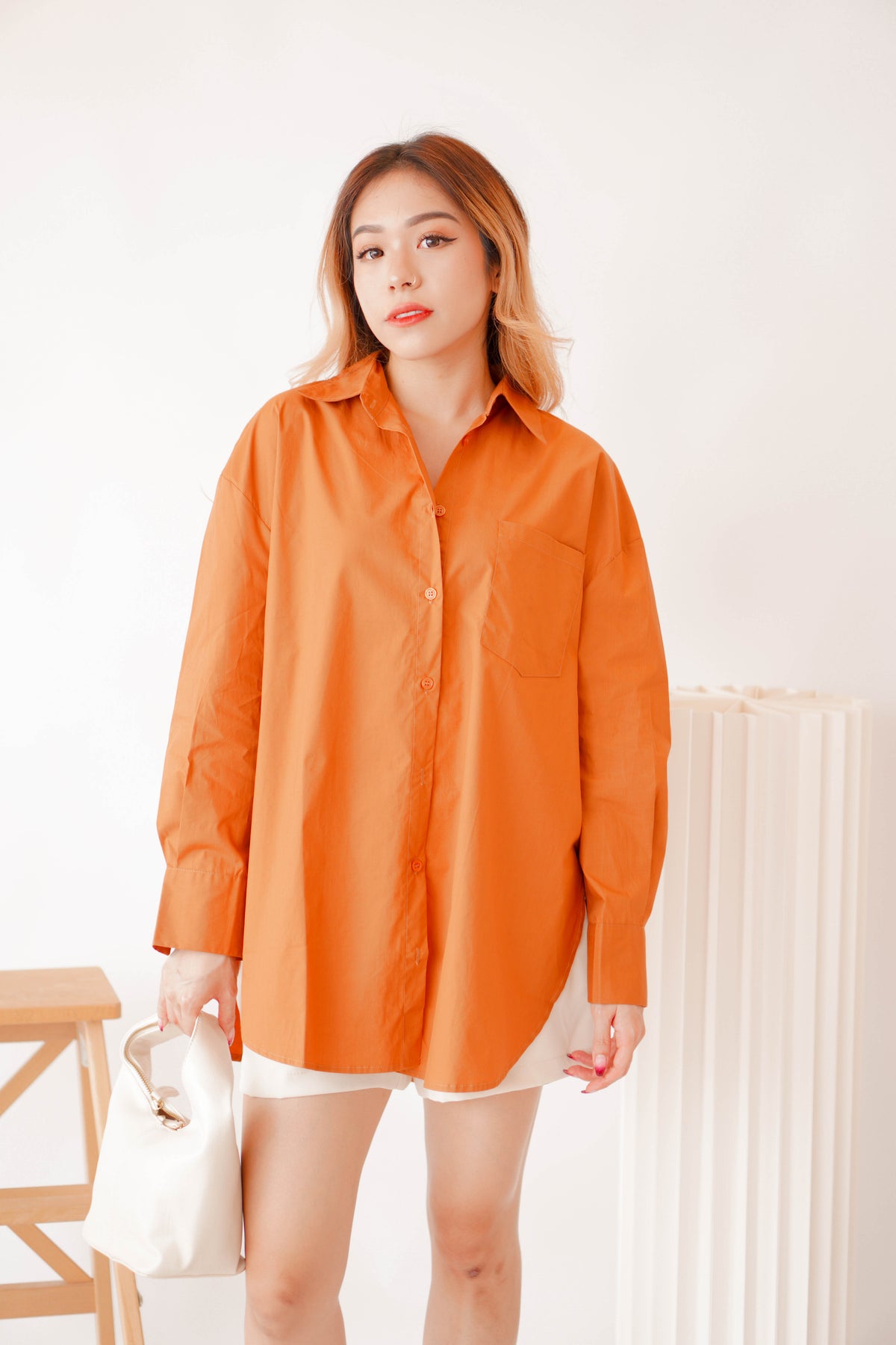 Capri Button Down Top in Brown
