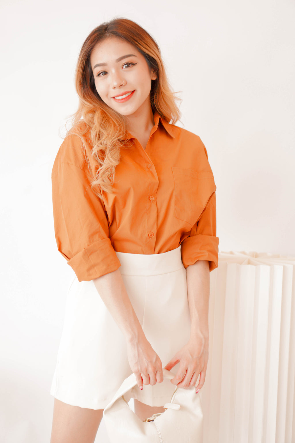 Capri Button Down Top in Brown