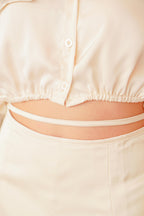 Los Angeles Satin Tie Skirt in Cream