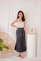 Glossier Satin Skirt in Black