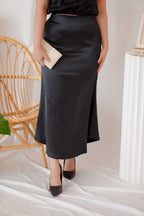 Glossier Satin Skirt in Black