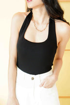 (BACKORDER) Bora Padded Halter Top in Black