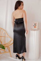 Glossier Satin Skirt in Black