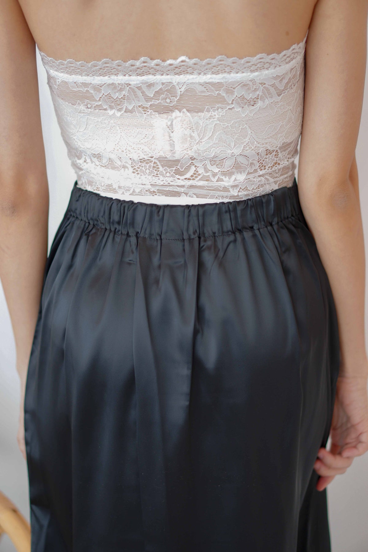 Glossier Satin Skirt in Black