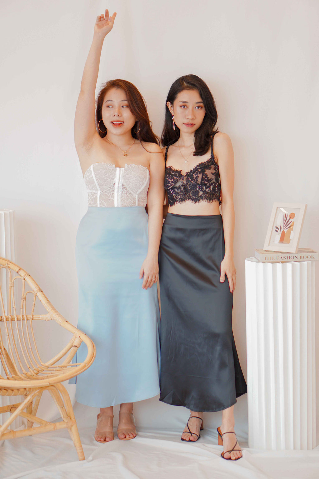Glossier Satin Skirt in Black