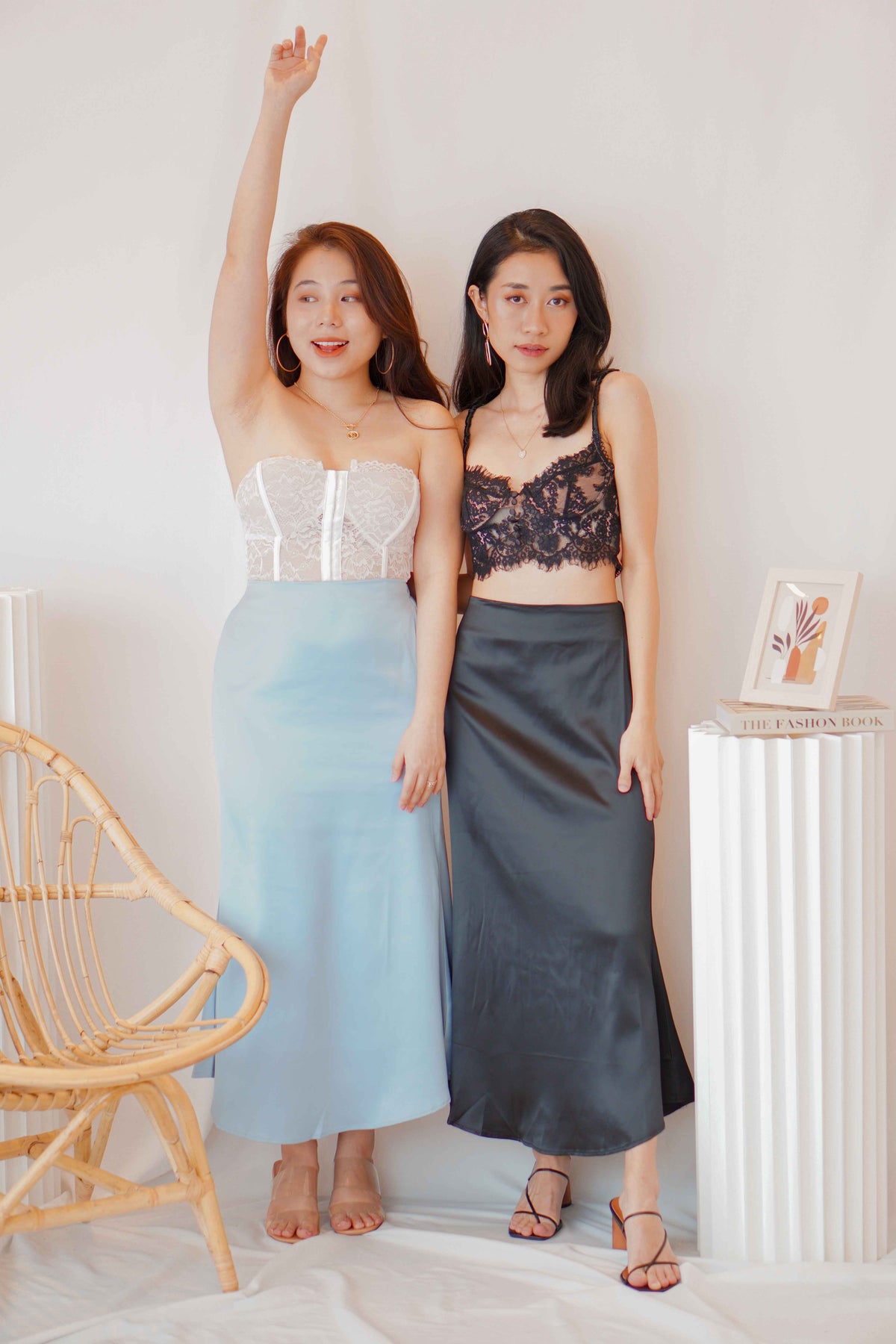 Glossier Satin Skirt in Black