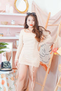 Rewriting Rules Ruched Bodycon Dress in Nude