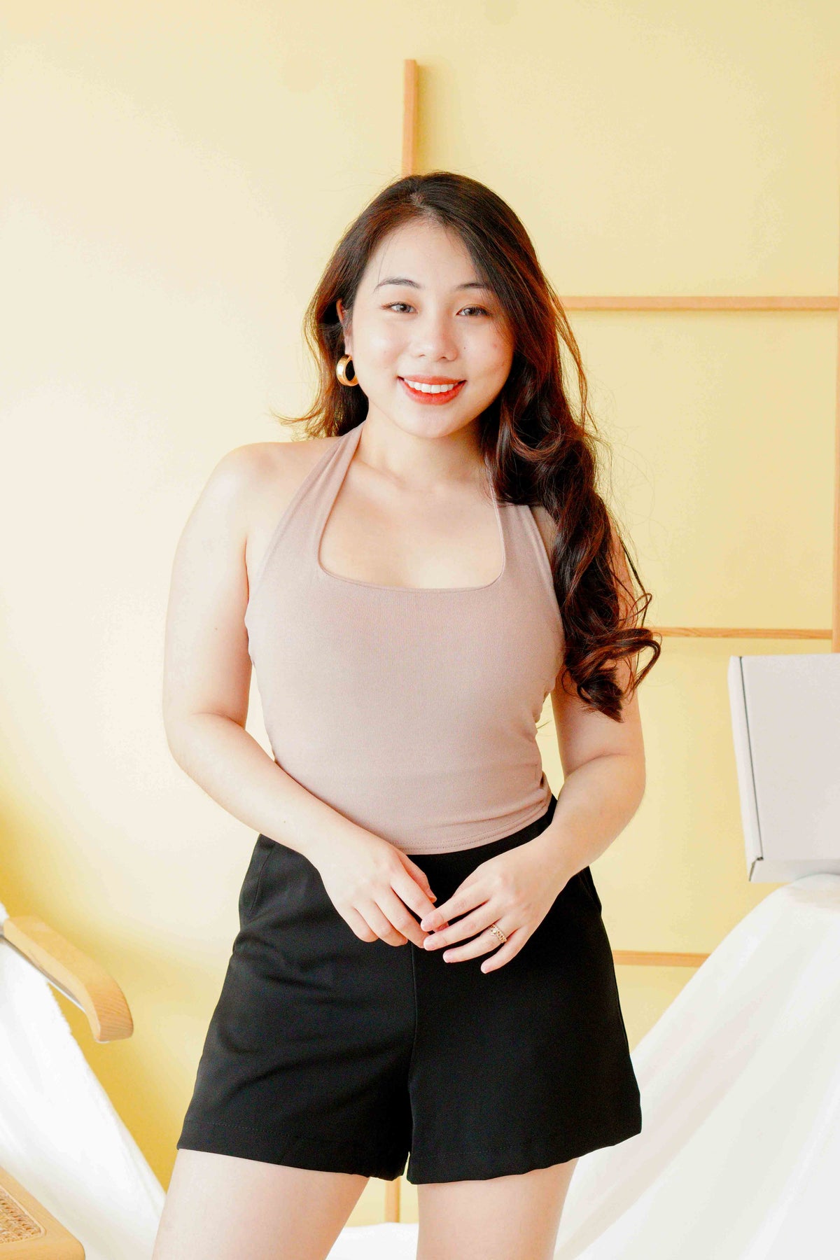 (BACKORDER) Bora Padded Halter Top in Nude
