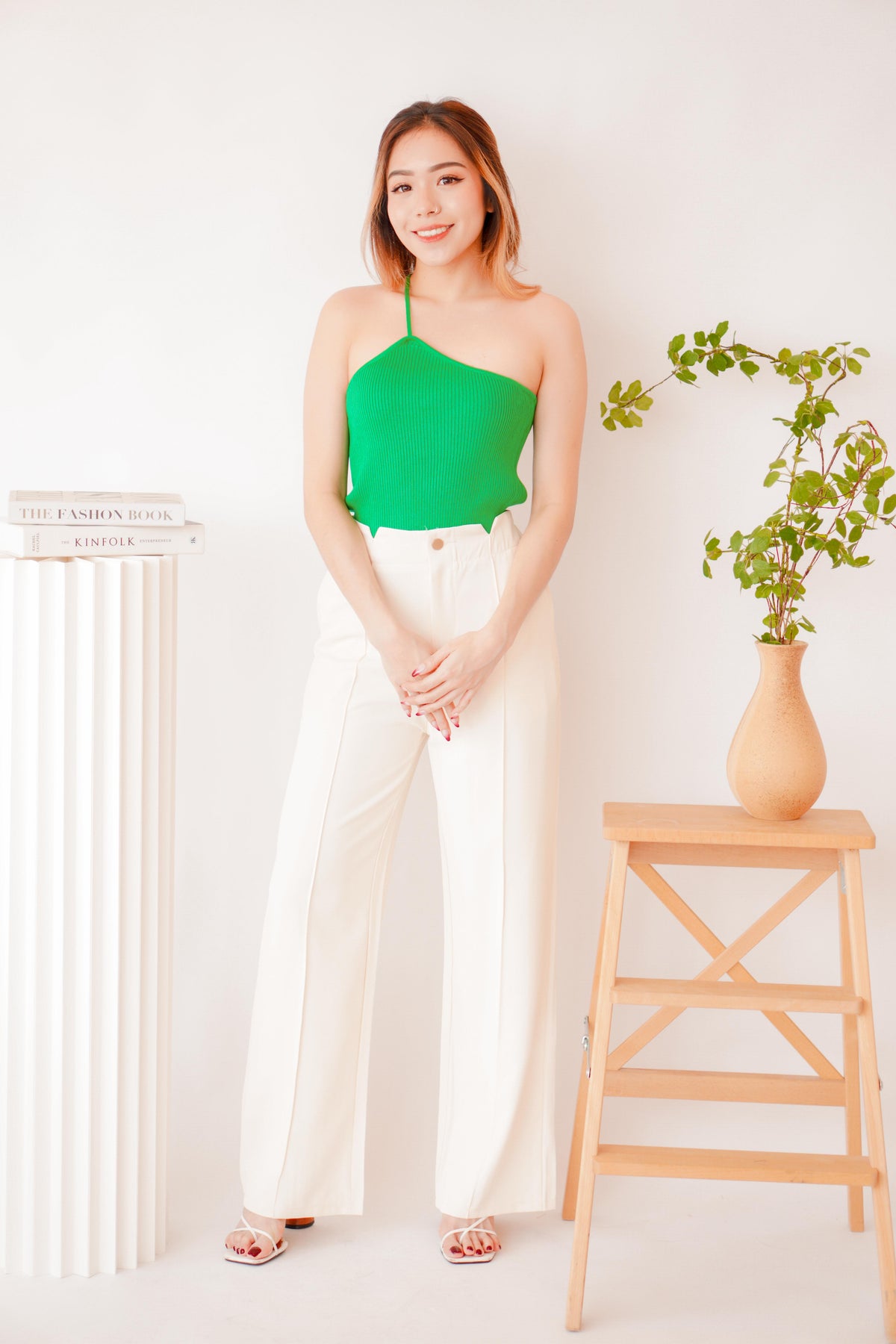 Over Heels Toga Knit Top in Green
