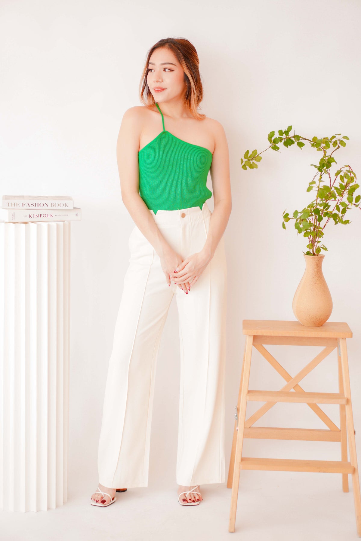 Over Heels Toga Knit Top in Green
