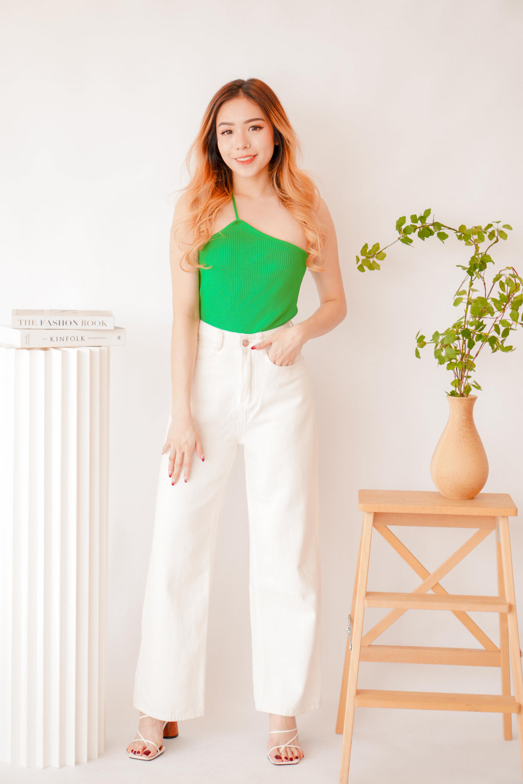 Over Heels Toga Knit Top in Green