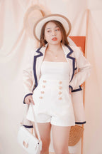 Clear Lead High Waisted Button Shorts in White