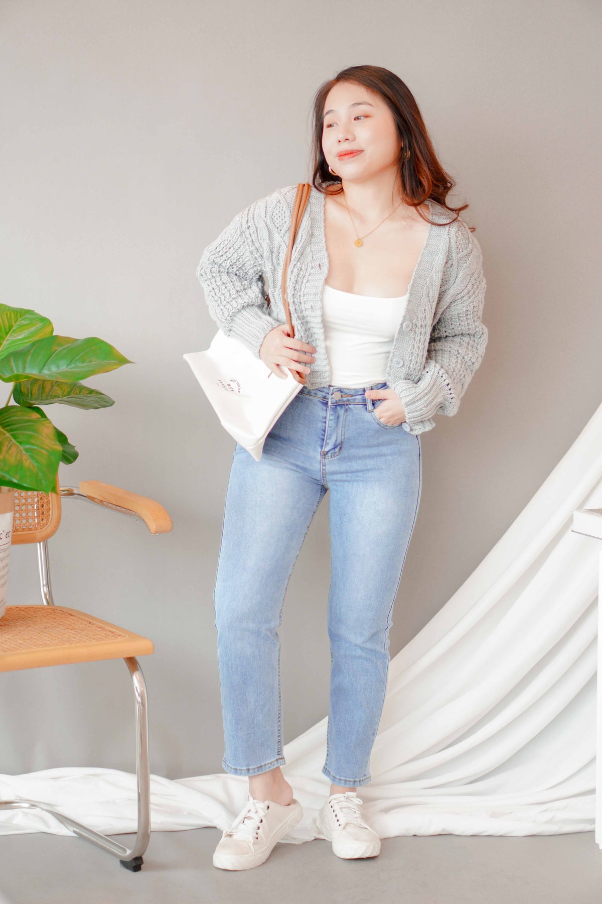 (BACKORDER) Cloud Muse Knit Cardigan in Grey