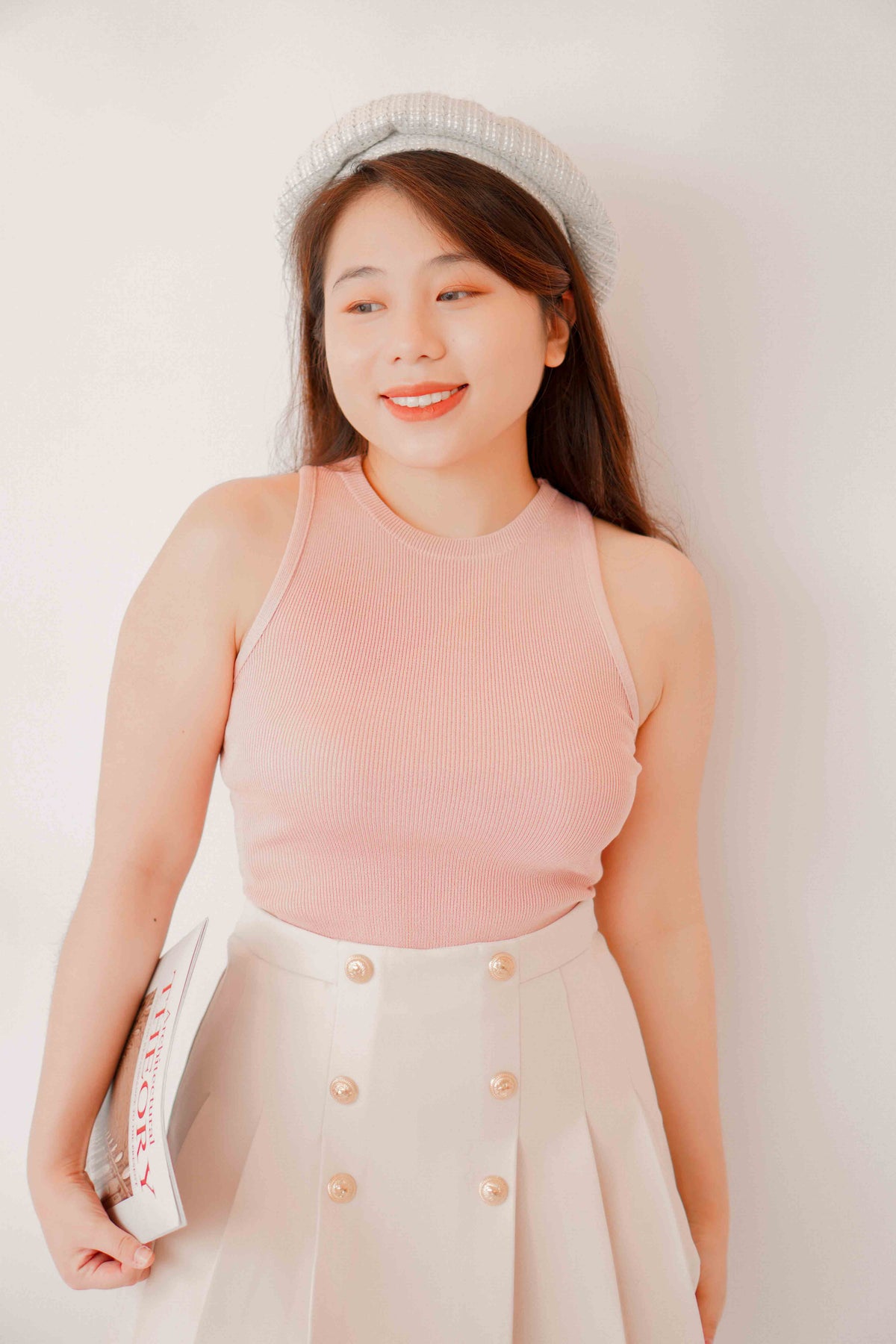 Soft Touch Pleated Skirt in Nude