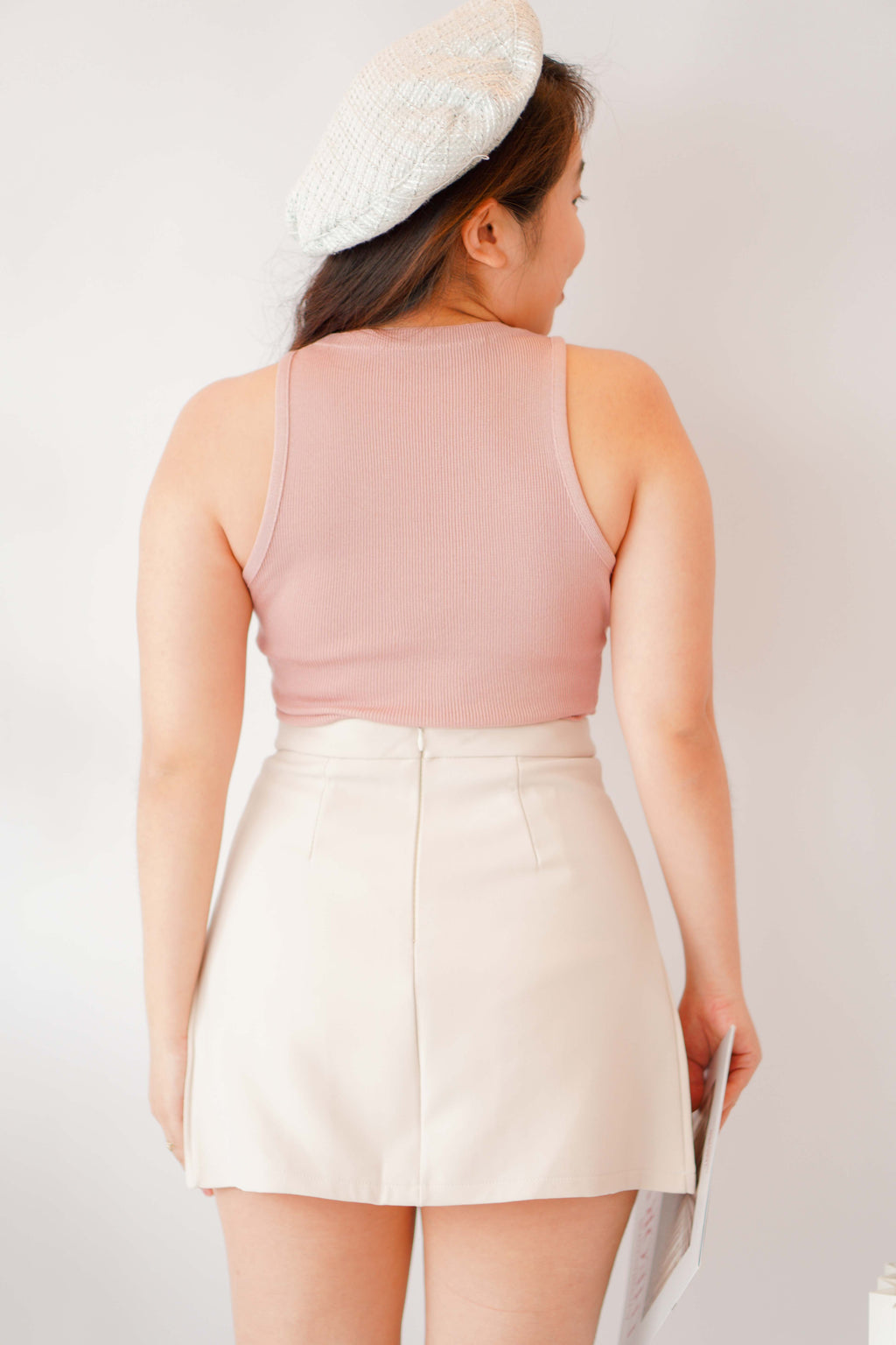 Soft Touch Pleated Skirt in Nude