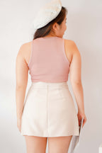 Soft Touch Pleated Skirt in Nude