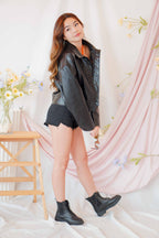 Timesquare Faux Leather Jacket in Black