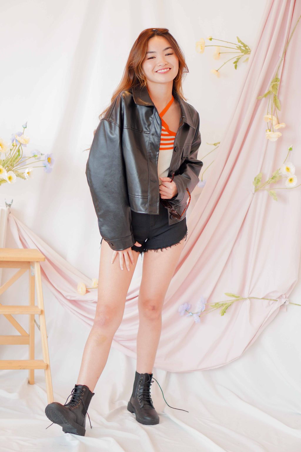 Timesquare Faux Leather Jacket in Black
