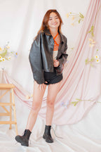 Timesquare Faux Leather Jacket in Black