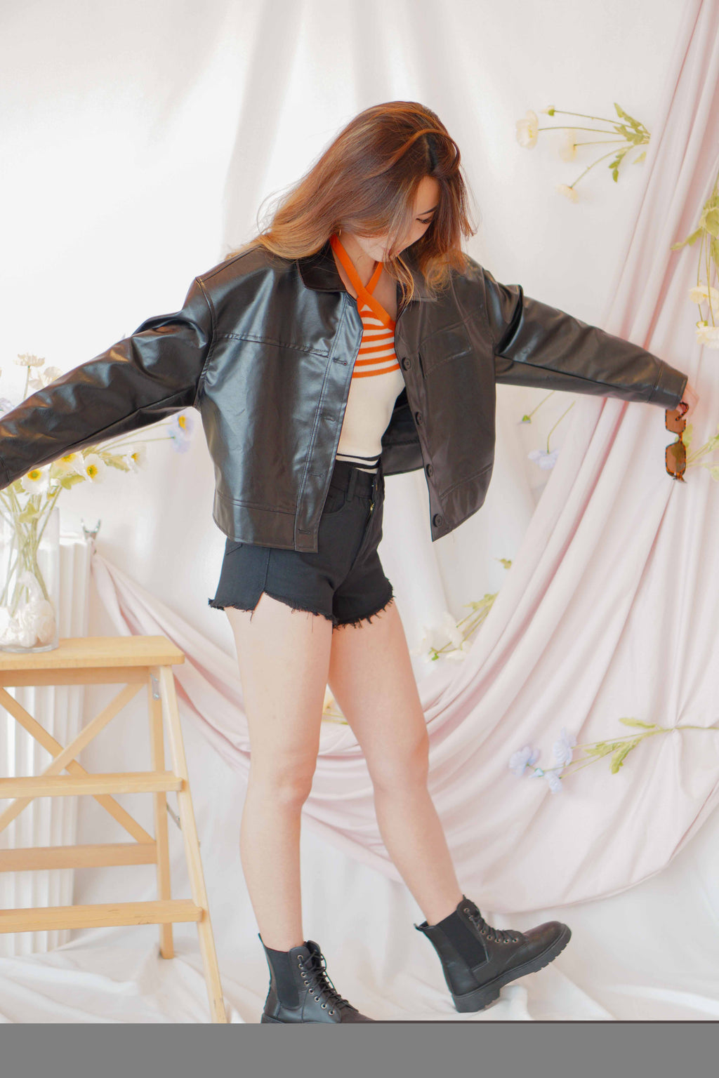 Timesquare Faux Leather Jacket in Black